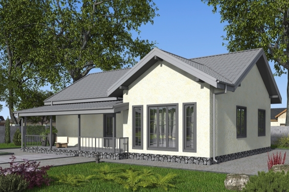 Rg6477 - Одноэтажный дом с террасой, тремя спальнями и кухней-гостиной