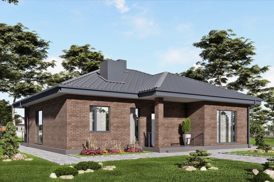 Rg6490 - Одноэтажный дом с тремя спальнями и террасой