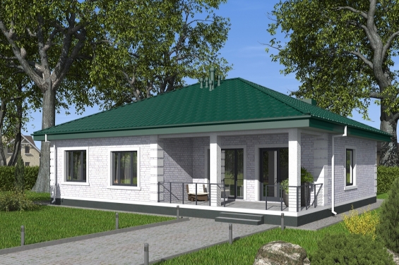 Rg6496 - Одноэтажный с террасой, тремя спальнями и кухней-гостиной