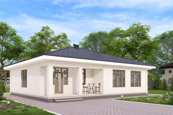 Rg6569 - Одноэтажный дом с террасой и тремя спальнями