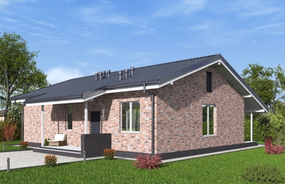 Rg6585 - Одноэтажный дом с тремя спальнями, кухней-гостиной и террасой