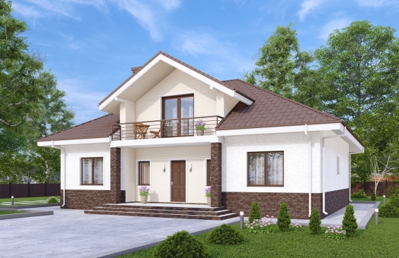 Rg6599 - Одноэтажный дом с мансардой, гостиной и тремя спальнями